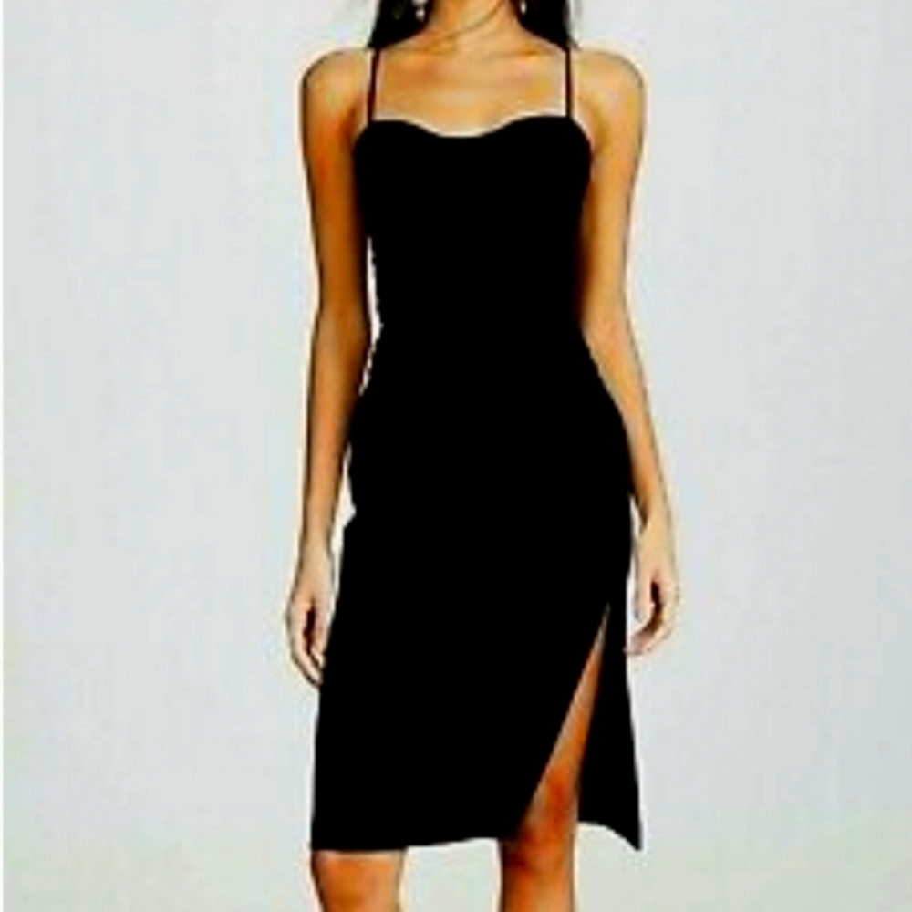 NEW HALSTON HERITAGE STRIPED APPLIQUÉ SWEETHEART COCKTAIL DRESS BLK
